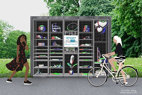 Der „flexible Quartiers-Hub“ (Flex Q-Hub) stellt den zentralen Projektbaustein im Projekt Stadtquartier 4.1 dar und dient als Logistikinfrastruktur für die quartiersbezogene Logistik. Um diesen im urbanen Raum besser zu integrieren wird er von dem Berliner Architekten und Designer Klemens Sitzmann gestaltet.